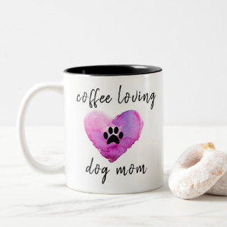 Caneca De Café Em Dois Tons Café Adorando Cachorro Mãe Coração Bonita