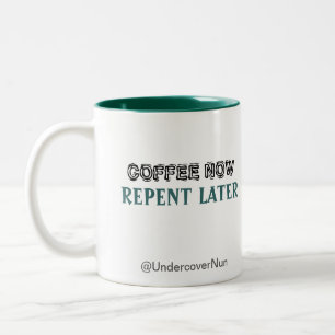 Caneca De Café Em Dois Tons Café agora //arrependido mais tarde