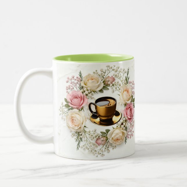 Caneca De Café Em Dois Tons Café & Amor  (Esquerda)