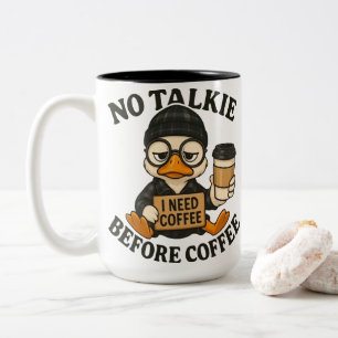 Caneca De Café Em Dois Tons Café Amoroso Pato Engraçado Gráfico Cartoon Fofo