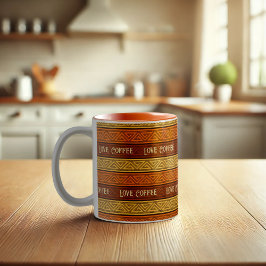Caneca De Café Em Dois Tons Café Autêntico Terrado Laranja E Amarelo