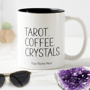 Caneca De Café Em Dois Tons Café Cristais Tarot - Citação Nova Era Metafísica