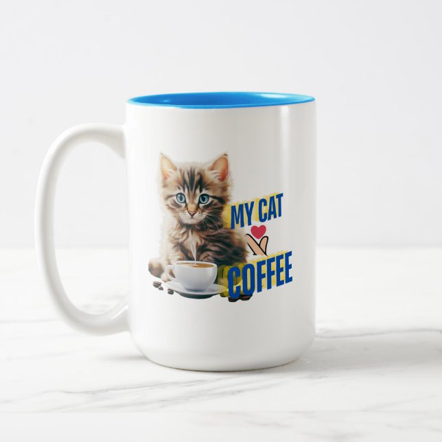 Caneca De Café Em Dois Tons Café de amor de gato (Esquerda)