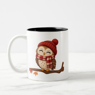 Caneca De Café Em Dois Tons Café de Coruja de Outono Aconchegante