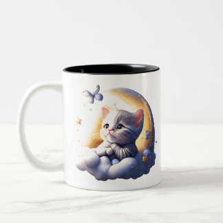 Caneca De Café Em Dois Tons café de gatinho, doce e sonhador