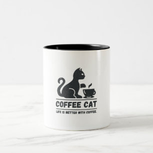 Caneca De Café Em Dois Tons Café de Gato Preto