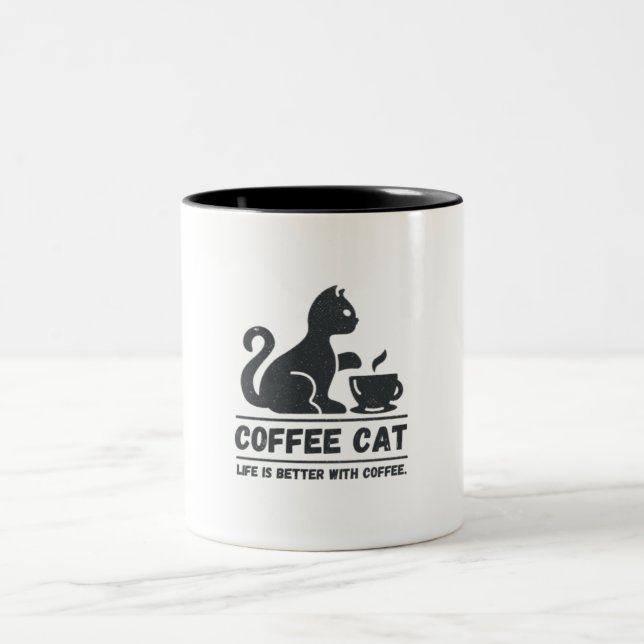 Caneca De Café Em Dois Tons Café de Gato Preto (Centro)