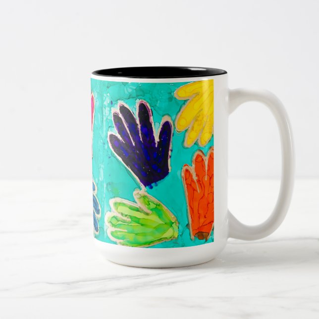Caneca De Café Em Dois Tons Café de Lovitude Mug "Acenando para você" (Direita)