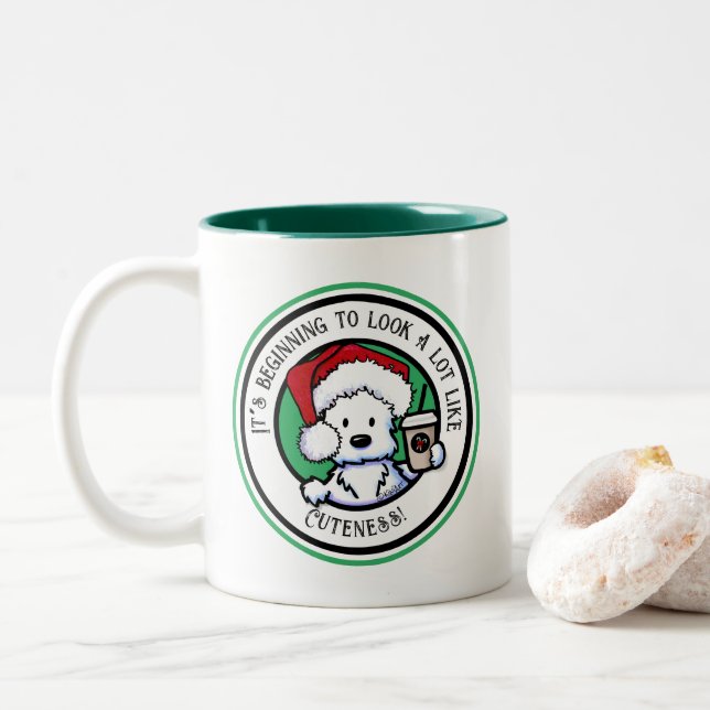 Caneca De Café Em Dois Tons Café de Natal KiniArt Westie (Com Donut)
