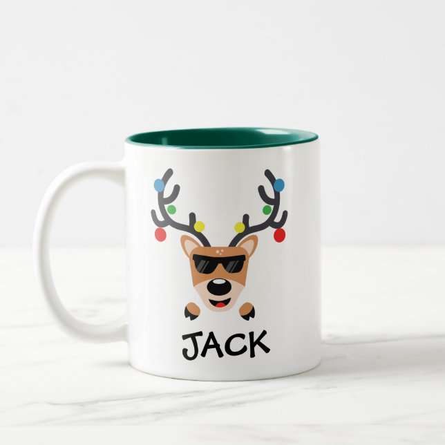 Caneca De Café Em Dois Tons Café de Natal | Reindeer Legal (Esquerda)