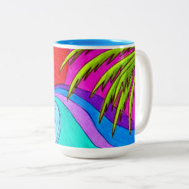 Caneca De Café Em Dois Tons Café de Onda Colorida