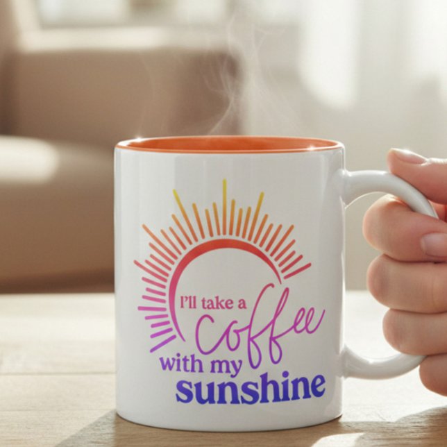 Caneca De Café Em Dois Tons Café e Arco-íris de Sol (Criador carregado)