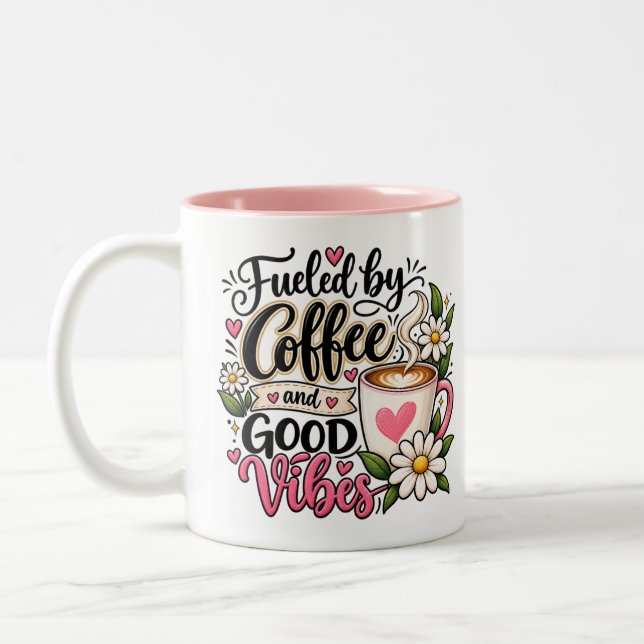 Caneca De Café Em Dois Tons Café e Boas Vibrações (Esquerda)