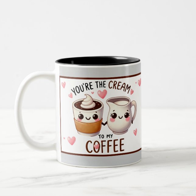 Caneca De Café Em Dois Tons Café e Creme Kawaii Fofos (Esquerda)
