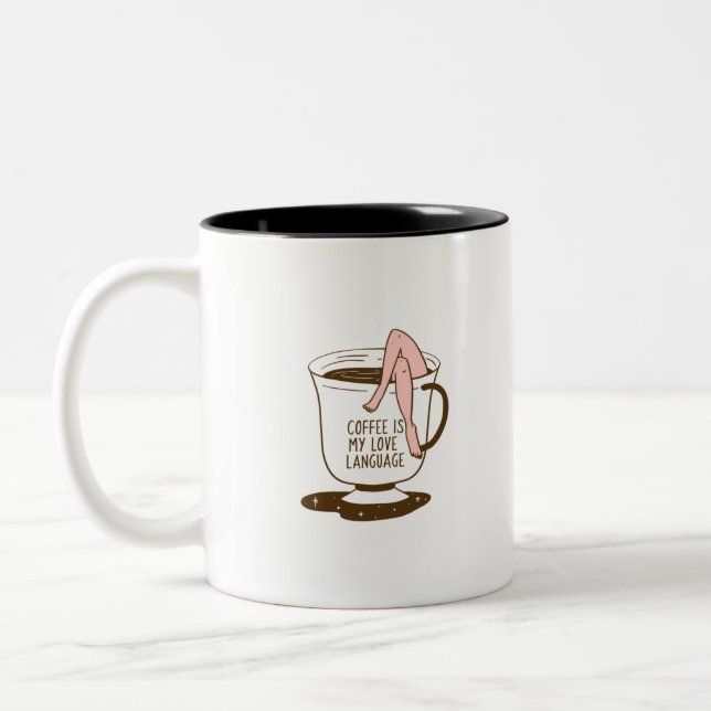 Caneca De Café Em Dois Tons Café é minha linguagem do amor (Esquerda)