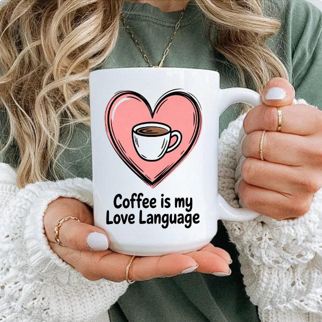 Caneca De Café Em Dois Tons Café é Minha Linguagem do Amor (Criador carregado)