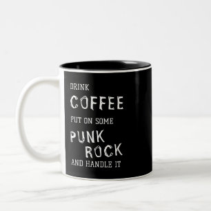 CANECA DE CAFÉ EM DOIS TONS CAFÉ E PUNK ROCK MUG
