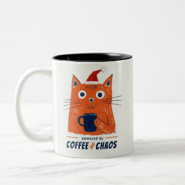 Caneca De Café Em Dois Tons Café Engraçado e Gato do Caos