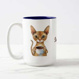 Caneca De Café Em Dois Tons Café Gato Abissino Personalizado