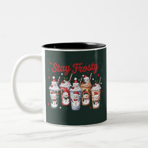 Caneca De Café Em Dois Tons Café Gelado Fique Frio Natal Snowman Xmas