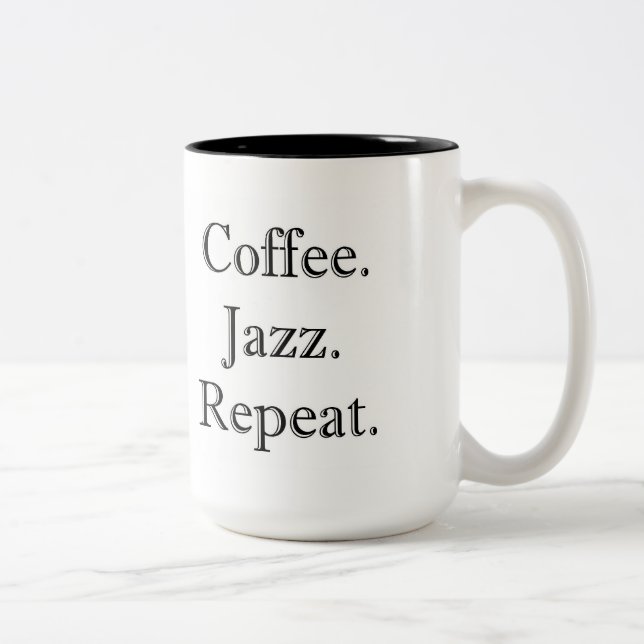 Caneca De Café Em Dois Tons Café. Jazz. Repetição. (caneca 15oz) (Direita)