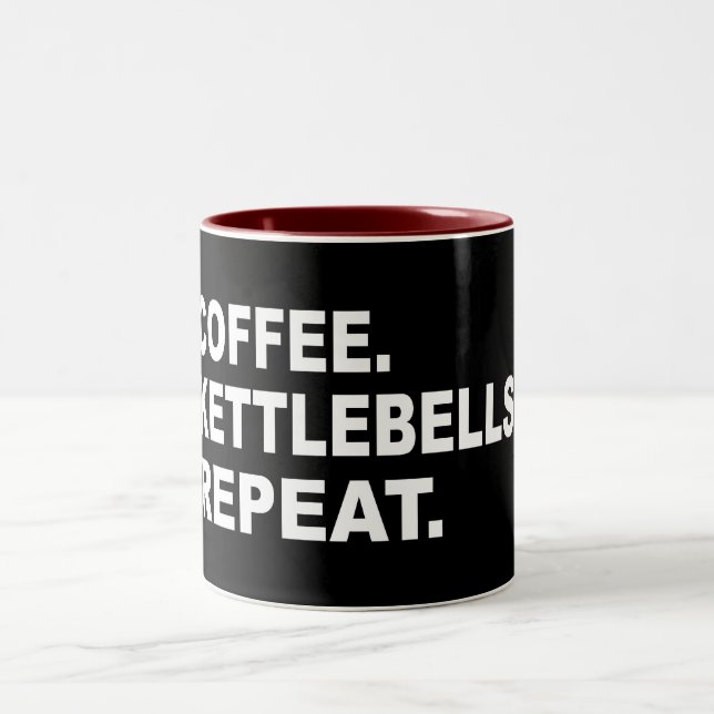 Caneca De Café Em Dois Tons Café Kettlebells Repetir (Centro)