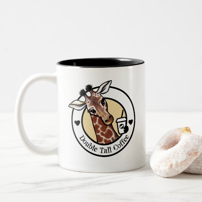 Caneca De Café Em Dois Tons Café KiniArt Giraffe (Com Donut)