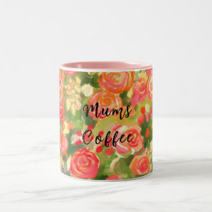 Caneca De Café Em Dois Tons Café mãe, Floral Mug