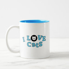 Caneca De Café Em Dois Tons Café Mug Eu Amo Gatos Design