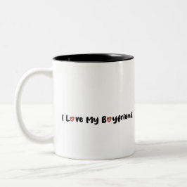 Caneca De Café Em Dois Tons Café Mug: "Eu Amo Meu Namorado"