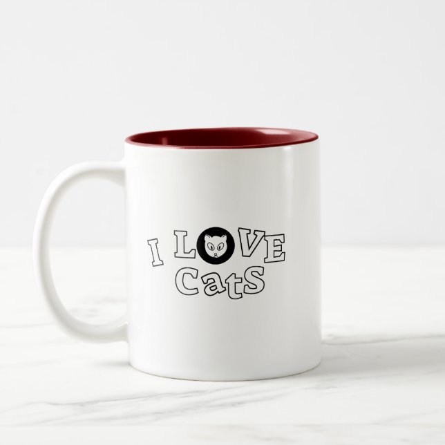 Caneca De Café Em Dois Tons Café Mug I Love Cats design (Esquerda)