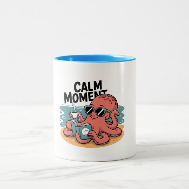 Caneca De Café Em Dois Tons Café Octopus - Mug de Momento Calmo (Centro)