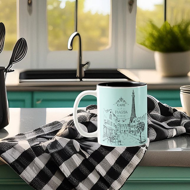 Caneca De Café Em Dois Tons Cafe Paris, Café de Dois Toneladas, Mug (Criador carregado)