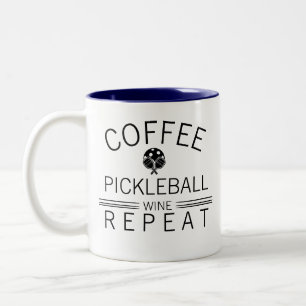 Caneca De Café Em Dois Tons Café Pickleball Vinho Repetir Divertido Jogador Es