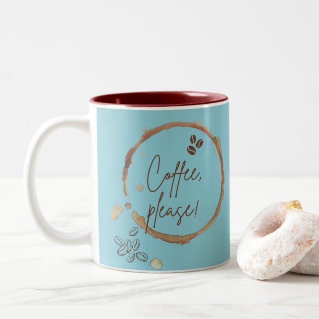 Caneca De Café Em Dois Tons Café, por favor (Com Donut)