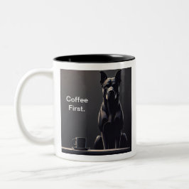 Caneca De Café Em Dois Tons Café Primeiro Cachorro Negro