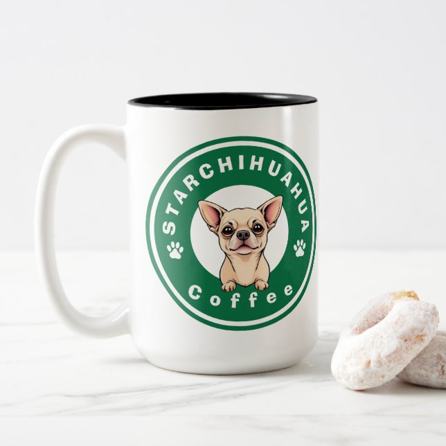 Caneca De Café Em Dois Tons Café StarChihuahua (Com Donut)