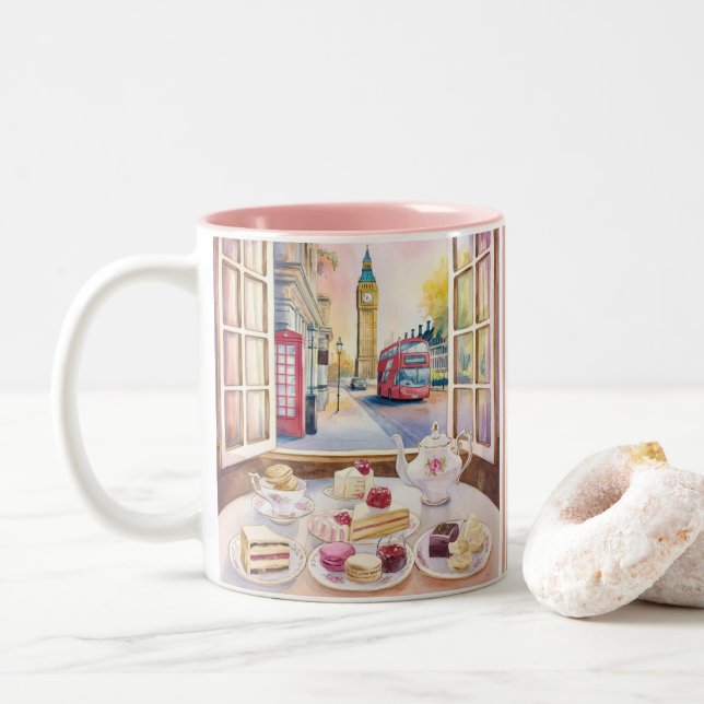 Caneca De Café Em Dois Tons Café Tea Cake Delicious Desserts de Londres (Com Donut)