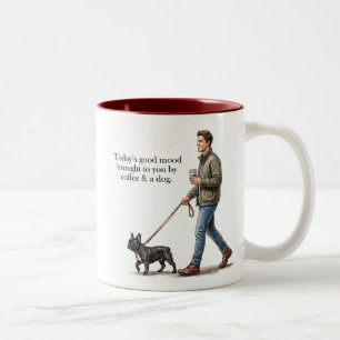 Caneca De Café Em Dois Tons Café & um Frenchie Tornam o Dia Melhor