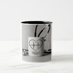 Caneca De Café Em Dois Tons Cafeína com batimento cardíaco: Stethoscope Mug