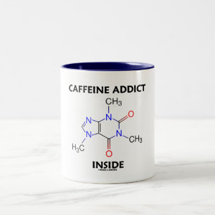 Caneca De Café Em Dois Tons Caffeine Addict Dentro (Caffeine Molecule)