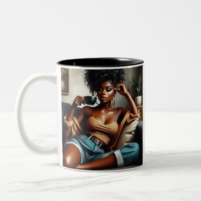 Caneca De Café Em Dois Tons "Caffeine & Confidence" Mug (Esquerda)