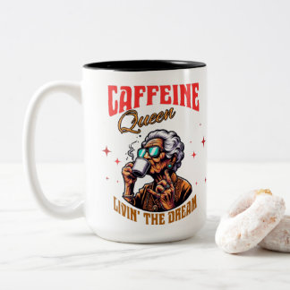 Caneca De Café Em Dois Tons Caffeine Queen Coffee Mug | Presente divertido par