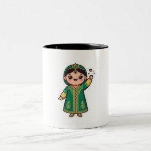 Caneca De Café Em Dois Tons Caftan Marroquino Kawaii Fofo Vestido Tradicional