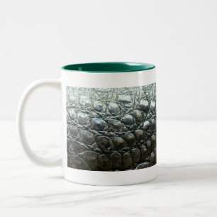 Caneca De Café Em Dois Tons Caiman Crocodile Faux Alligator-Skin Design