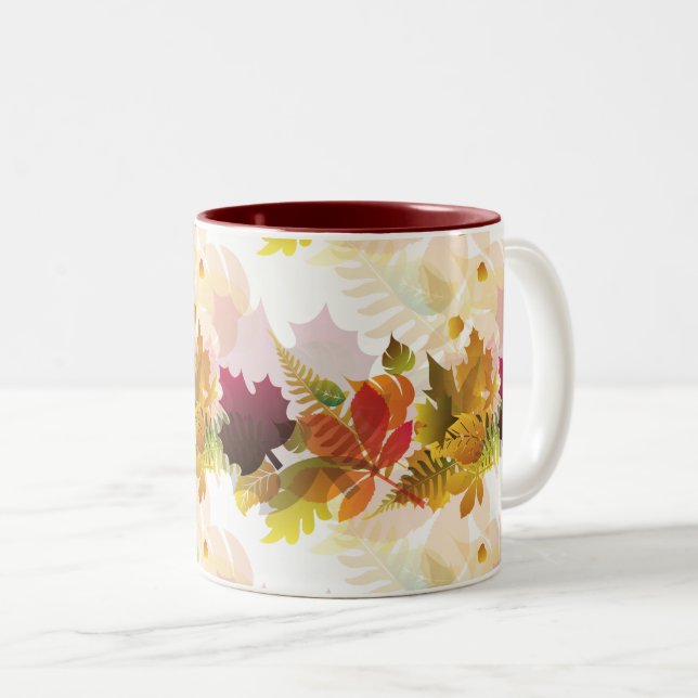 Caneca De Café Em Dois Tons Cair Folhas Mug (Frente Esquerda)