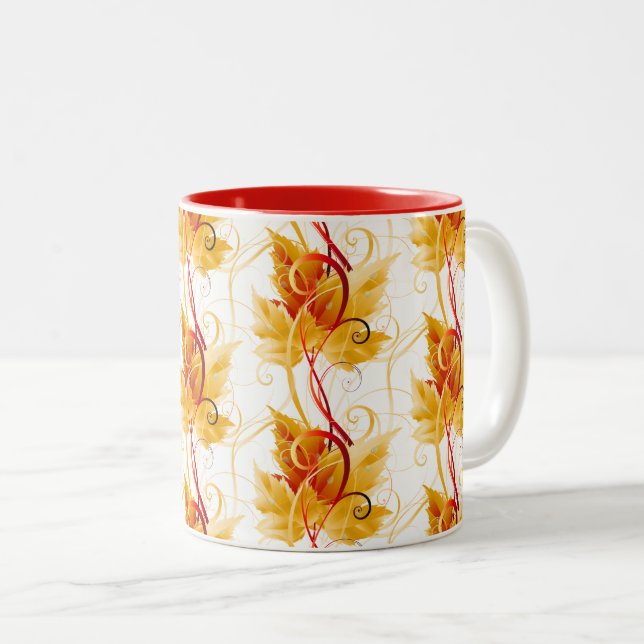 Caneca De Café Em Dois Tons Cair Folhas Mug (Frente Esquerda)