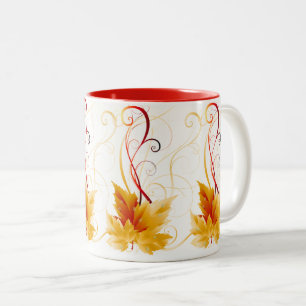 Caneca De Café Em Dois Tons Cair Folhas Mug