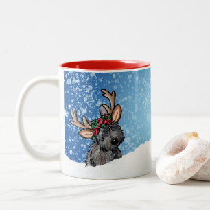 Caneca De Café Em Dois Tons Cairn Terrier Rena de Natal