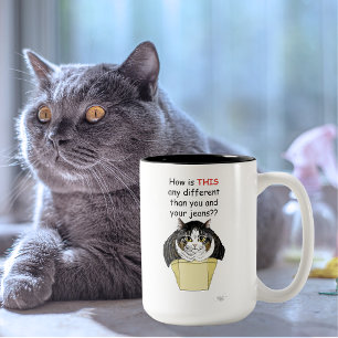 Caneca De Café Em Dois Tons Caixa de Gatos Engraçado Chubby Tabby